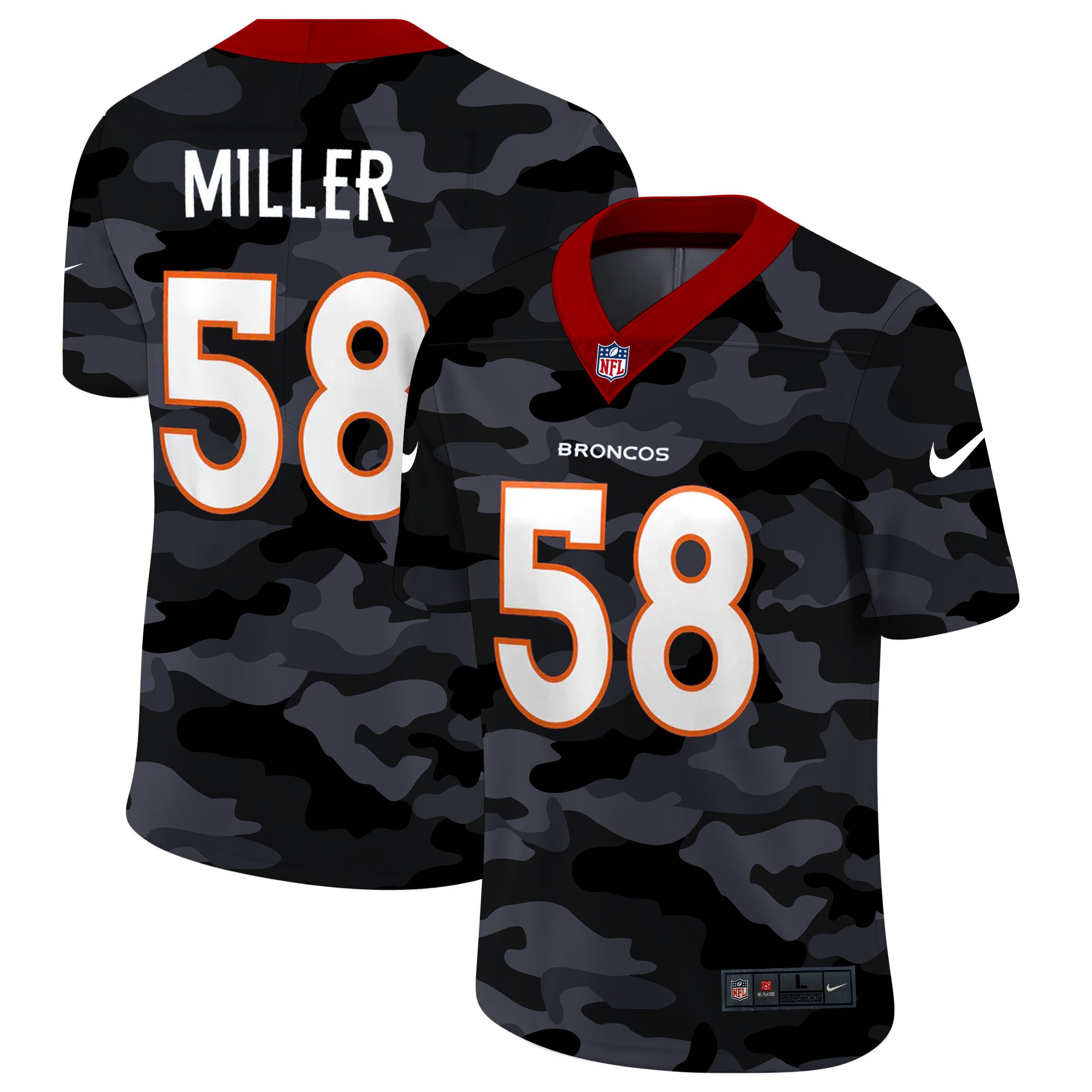 Men Denver Broncos #58 Miller 2020 Nike Camo Salute to Service Limited NFL Jerseys